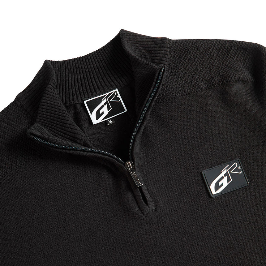 Toyota Gazoo Racing Black GR Logo Front 1/4 Zip Knitted Sweater