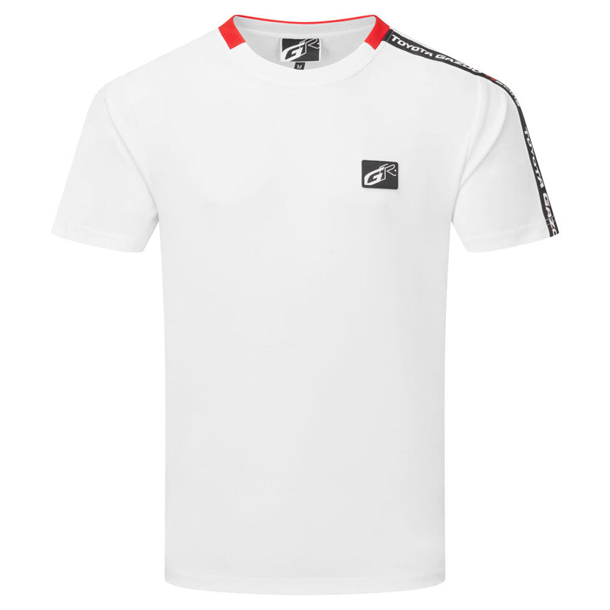 Toyota Gazoo Racing White GR Logo Technical Shoulder Tape Travel Tee Shirt