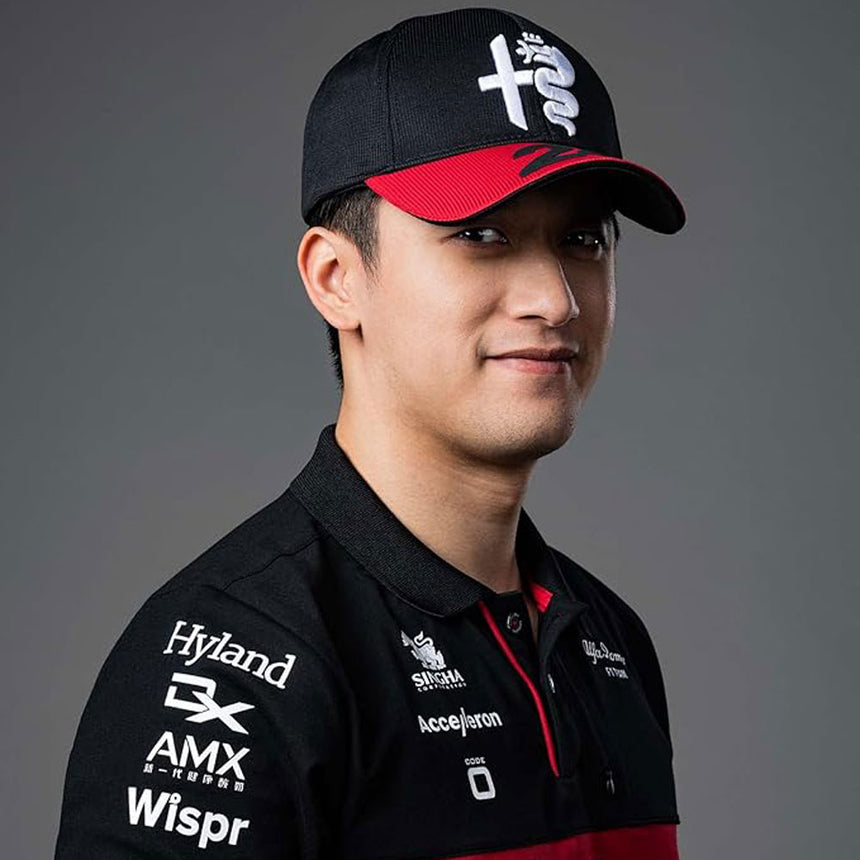 Alfa Romeo Official Zhou 24 Driver Cap Curved Brim | Cap (Black/Red)