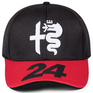 Alfa Romeo Official Zhou 24 Driver Cap Curved Brim | Cap (Black/Red)