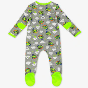 Valentino Rossi VR46 Moto GP Grey/Lime Green All Over Print Baby Overall Bodysuit