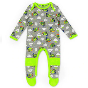 Valentino Rossi VR46 Moto GP Grey/Lime Green All Over Print Baby Overall Bodysuit