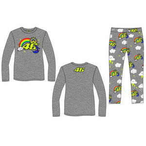 Valentino Rossi VR46 Moto GP Kids Grey 46 Print Long Sleeve & Bottom Pyjama Set