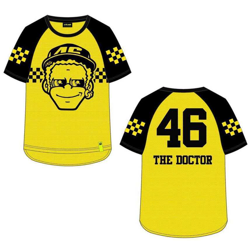 Valentino Rossi VR46 Moto GP Yellow Dottorone Print Tee Shirt