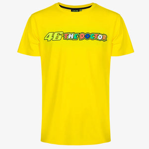 Valentino Rossi VR46 Moto GP Yellow Front The Doctor Print Tee Shirt