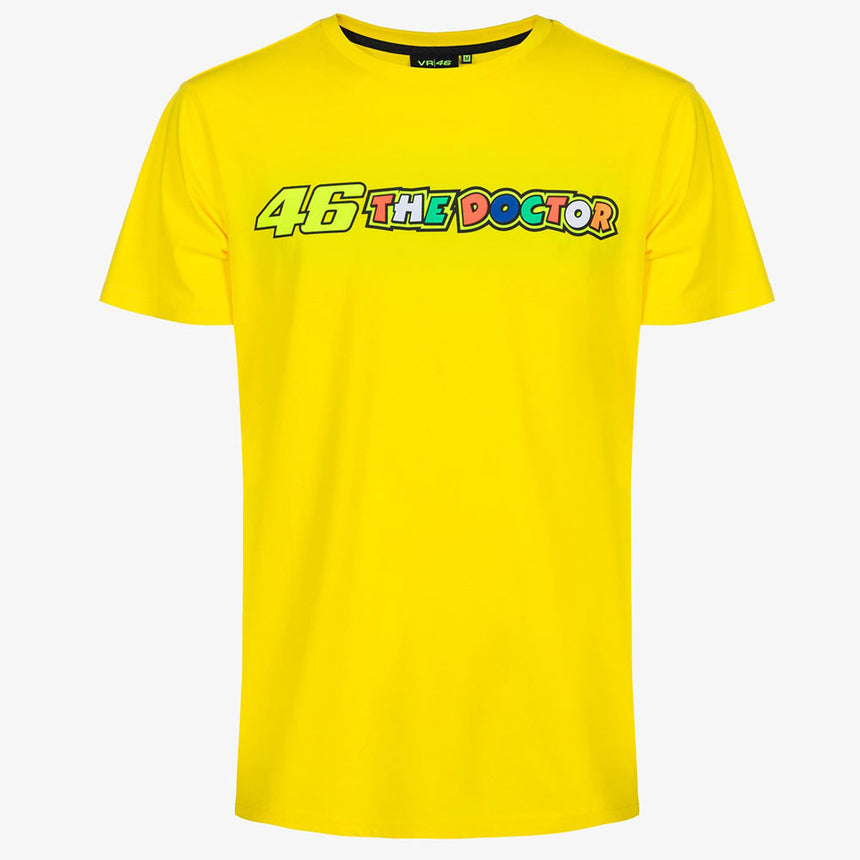 Valentino Rossi VR46 Moto GP Yellow Front The Doctor Print Tee Shirt