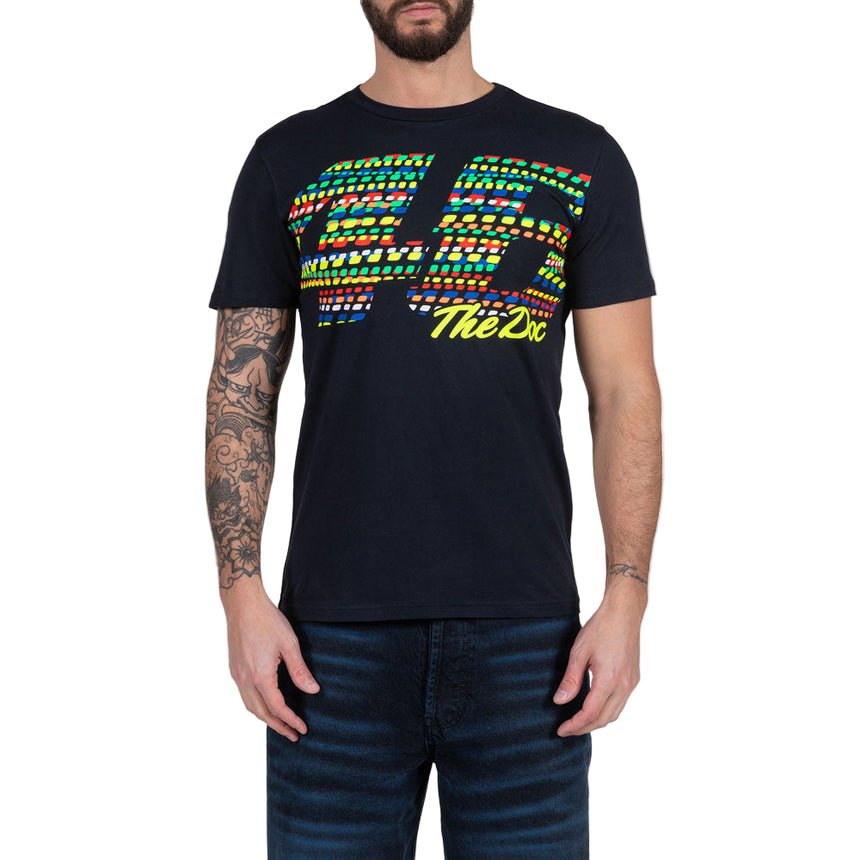 Valentino Rossi VR46 Moto GP Navy Heritage Front 46 The Doc Print Tee Shirt