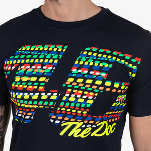 Valentino Rossi VR46 Moto GP Navy Heritage Front 46 The Doc Print Tee Shirt